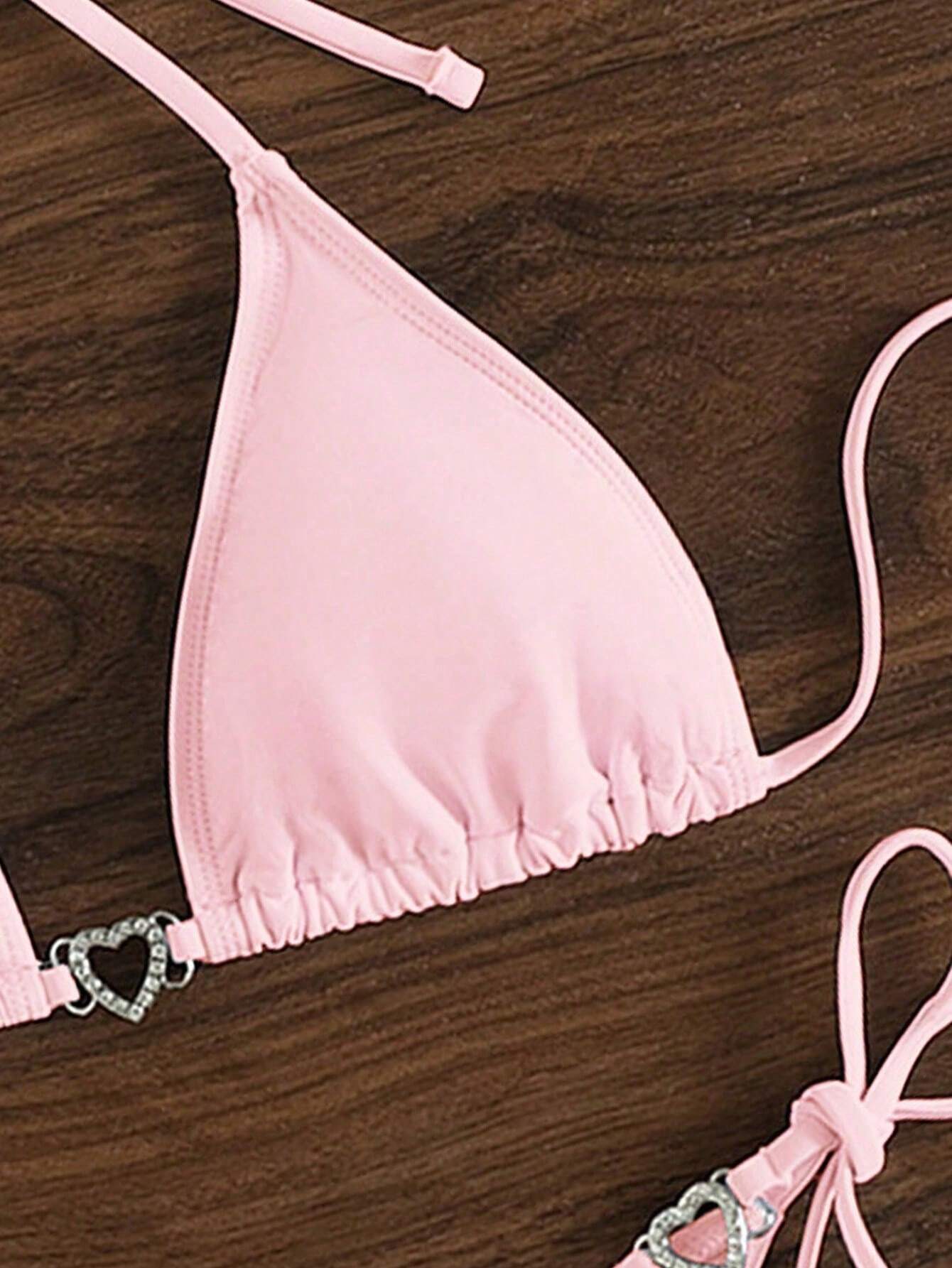 Swim Vcay Women's Solid Color Bikini Set For Beach Vacation For Summer