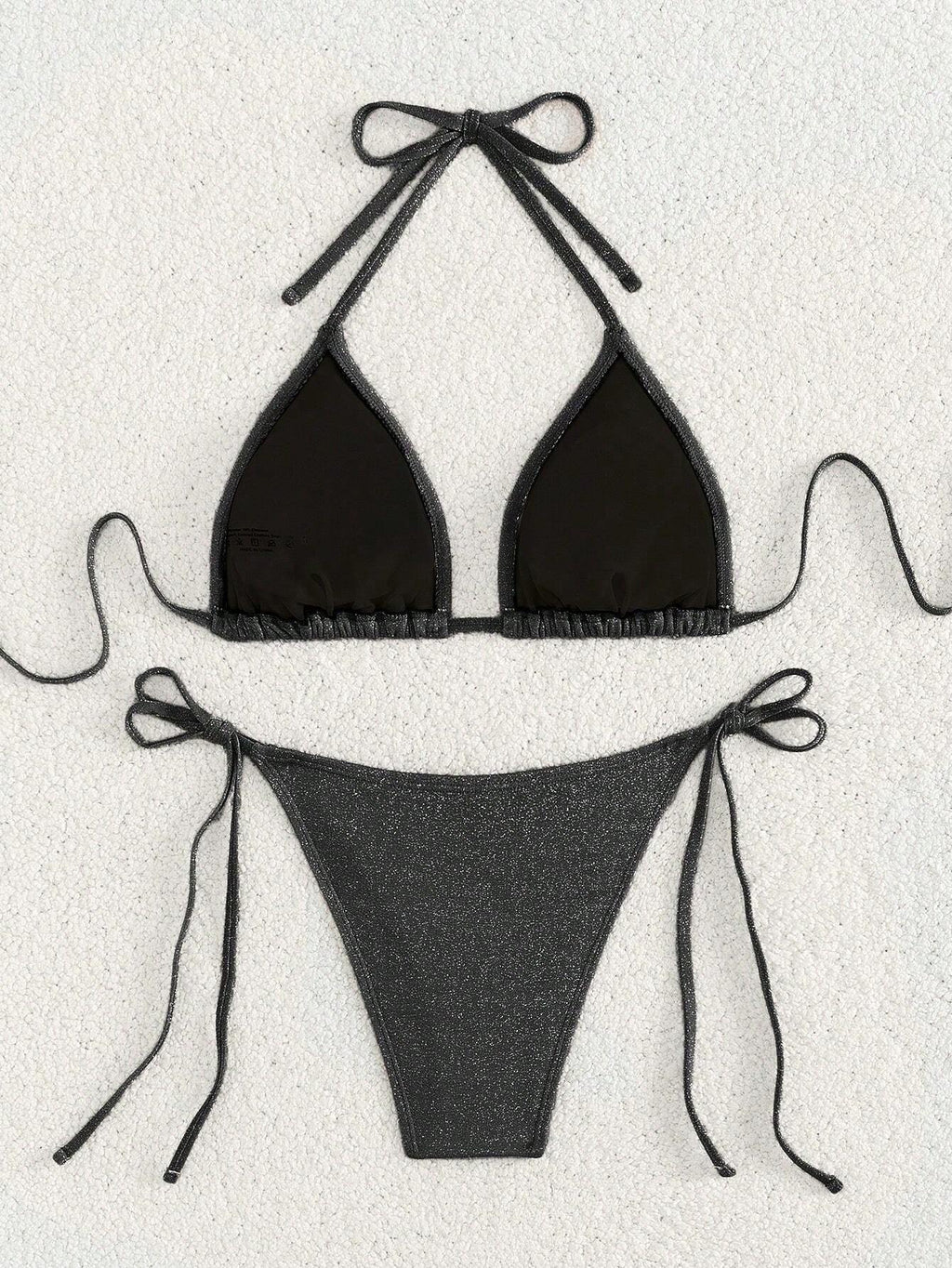 Swim Mod Women's Solid Color Halter Strap Sexy Bikini Set For