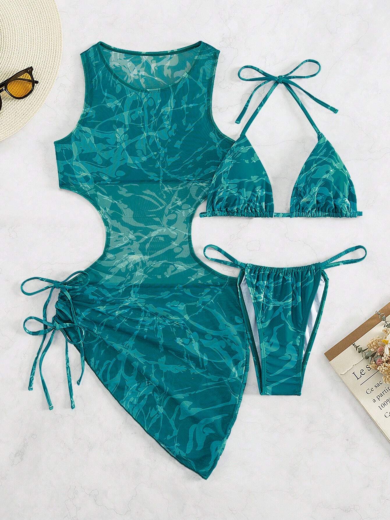 Swim Vcay Women's Summer Beach Tie-Dye Halter Neck Sexy Bikini