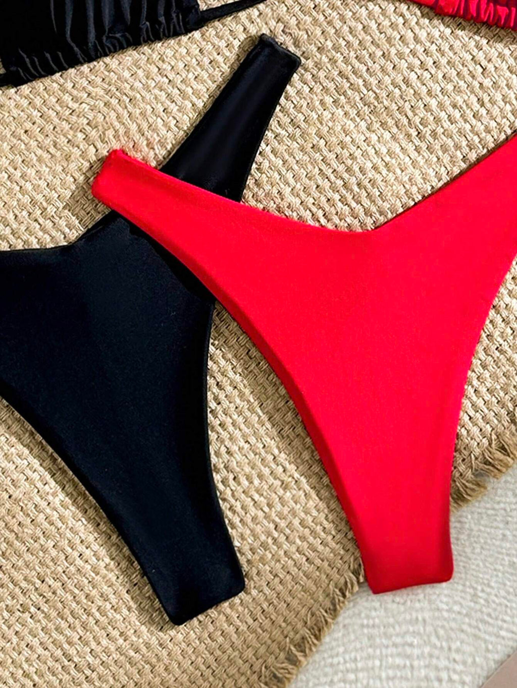 Swim Vcay Women's Summer Beach Solid Color Halter Sexy Black & Red