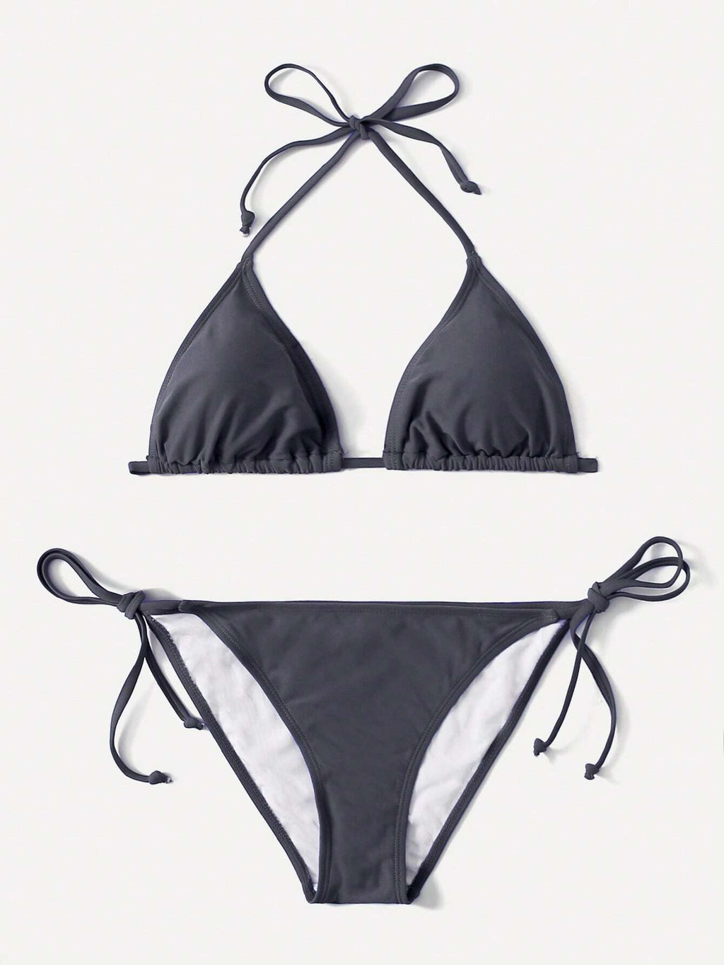 Swim Basics Summer Beach Mono Bikini Set Halter Triangle Bra & Tie