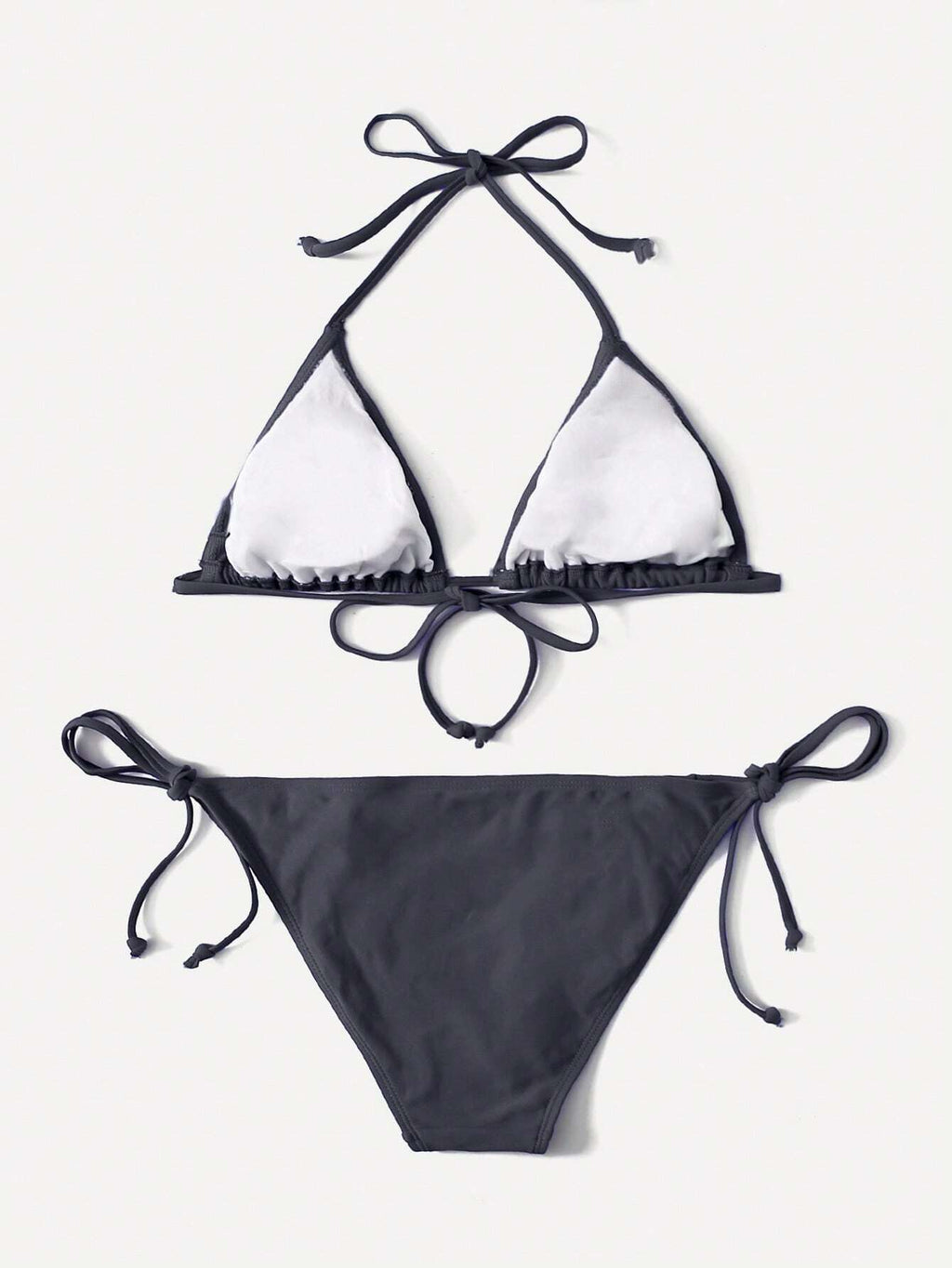 Swim Basics Summer Beach Mono Bikini Set Halter Triangle Bra & Tie
