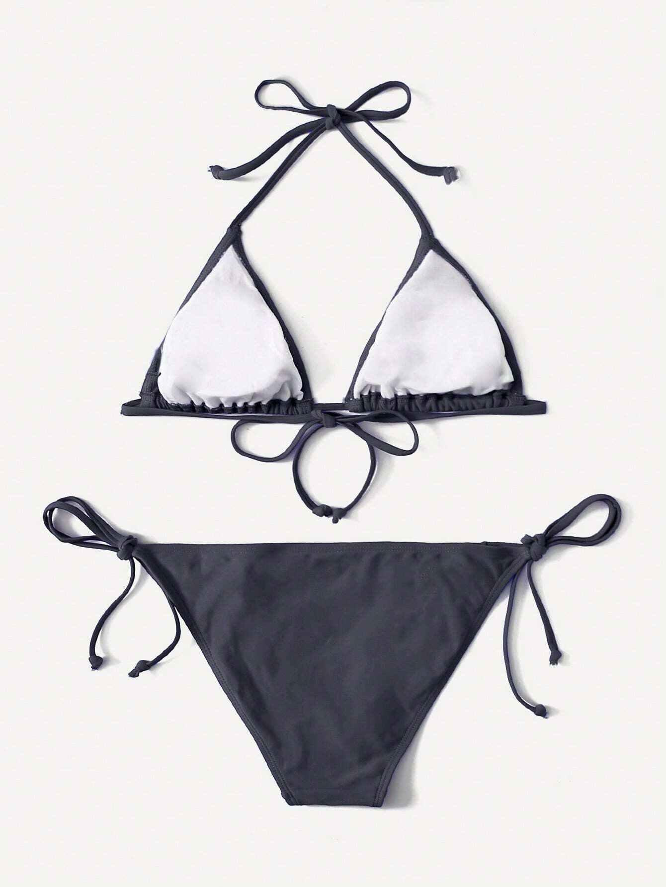 Swim Basics Summer Beach Mono Bikini Set Halter Triangle Bra & Tie