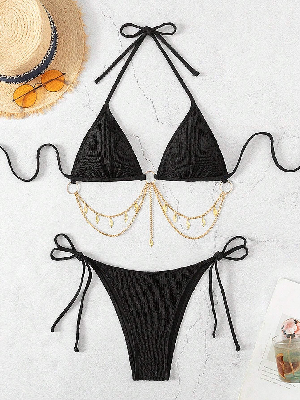 Swim SXY Springbreak Women Summer Beach Solid Color Halter Tie Sexy