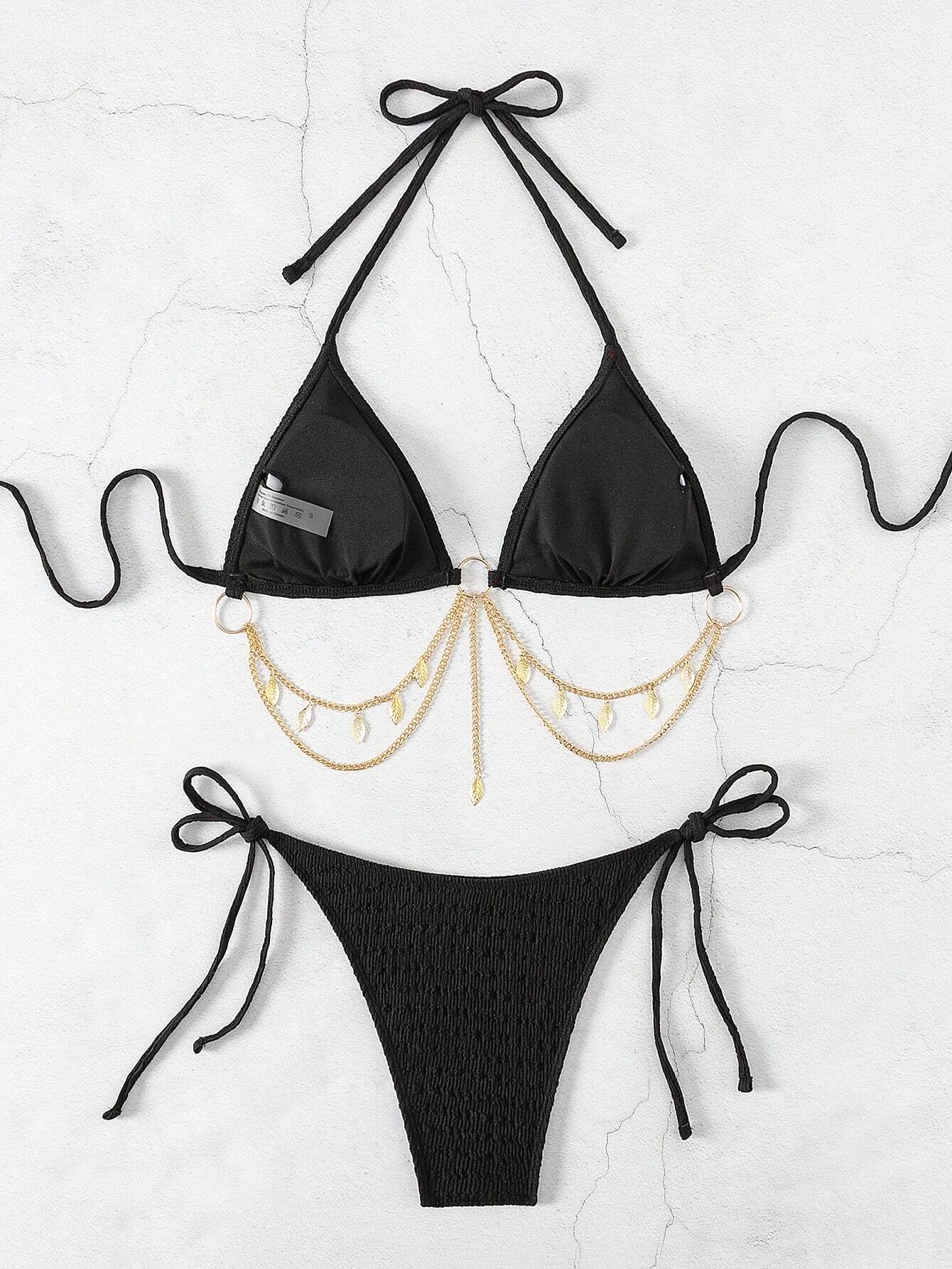Swim SXY Springbreak Women Summer Beach Solid Color Halter Tie Sexy