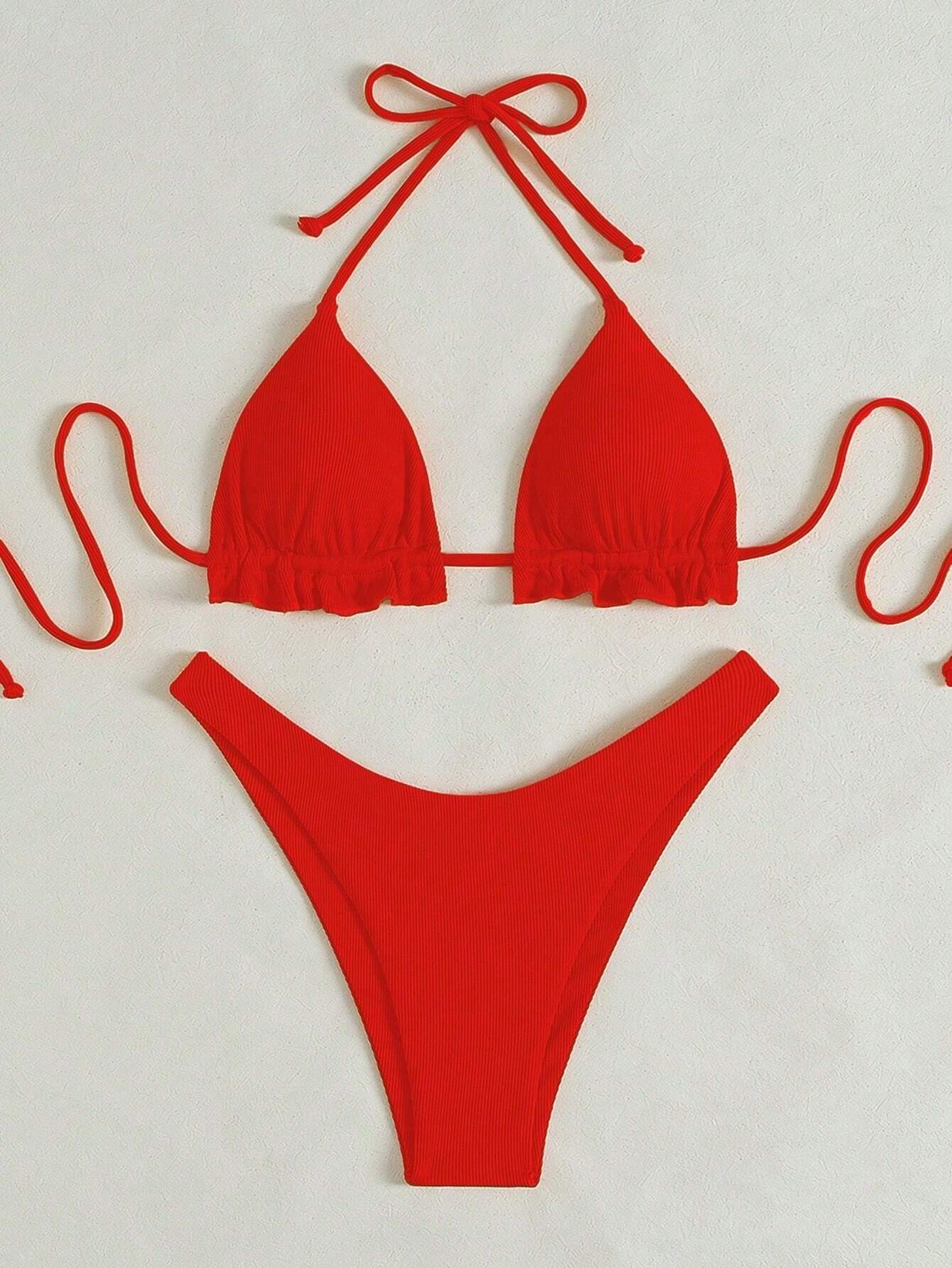 Swim SXY 2-Piece Solid Colored Sexy Swimwear For Holiday Beach Summer