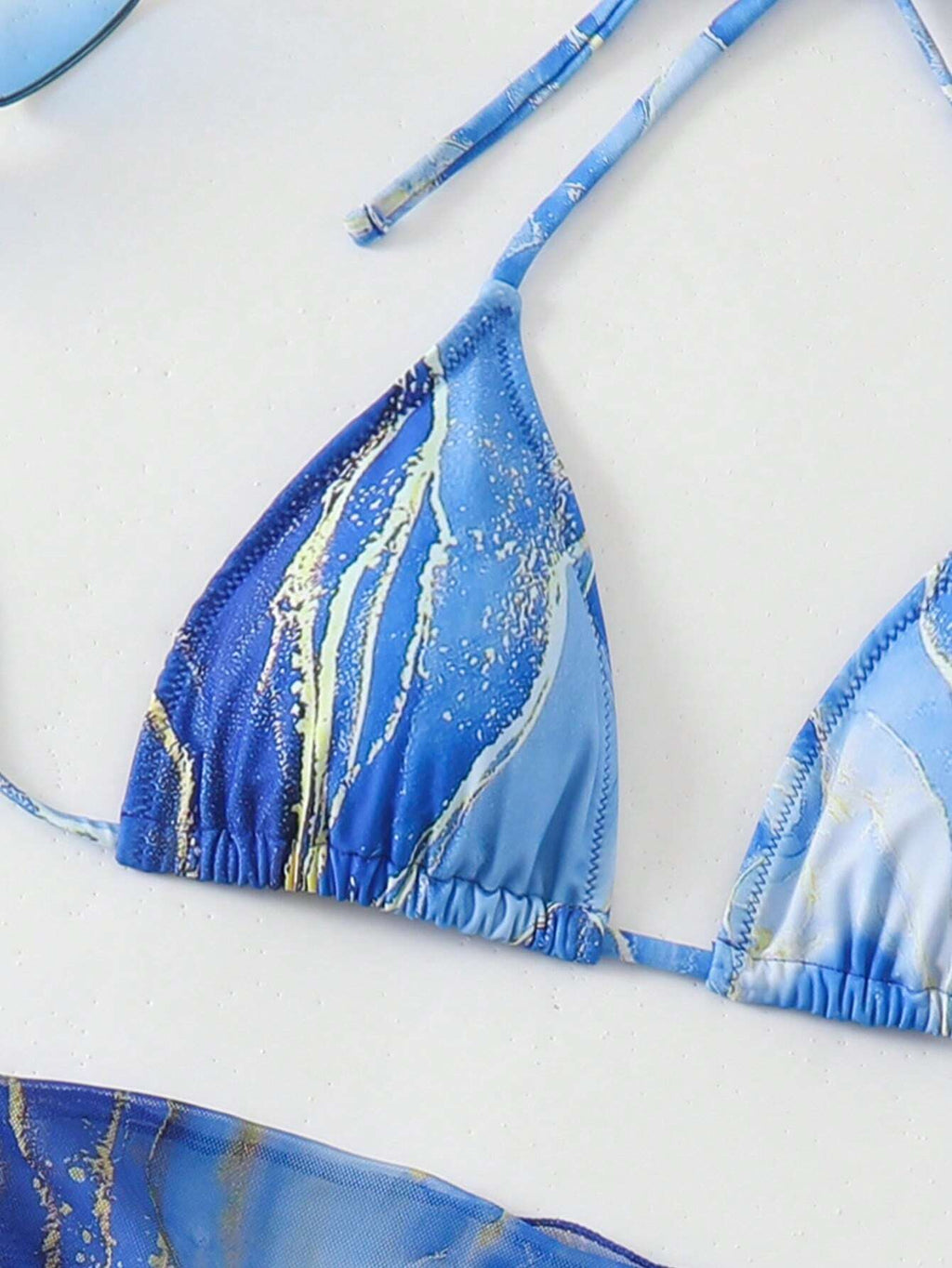 LUCKY HOLIDAY 3pcs Sexy Mesh Dress Bikini Set, Summer Vacation Beach