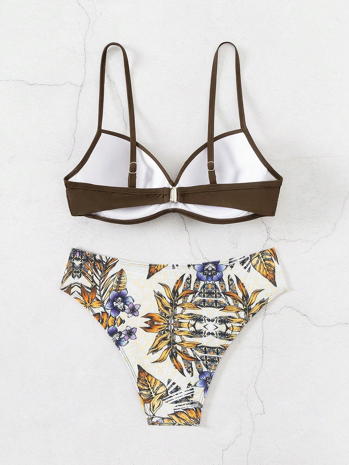 Swim Lushoire Women's Floral Print Cross Wrap Bikini Set, Beach Vacation Style - image 2