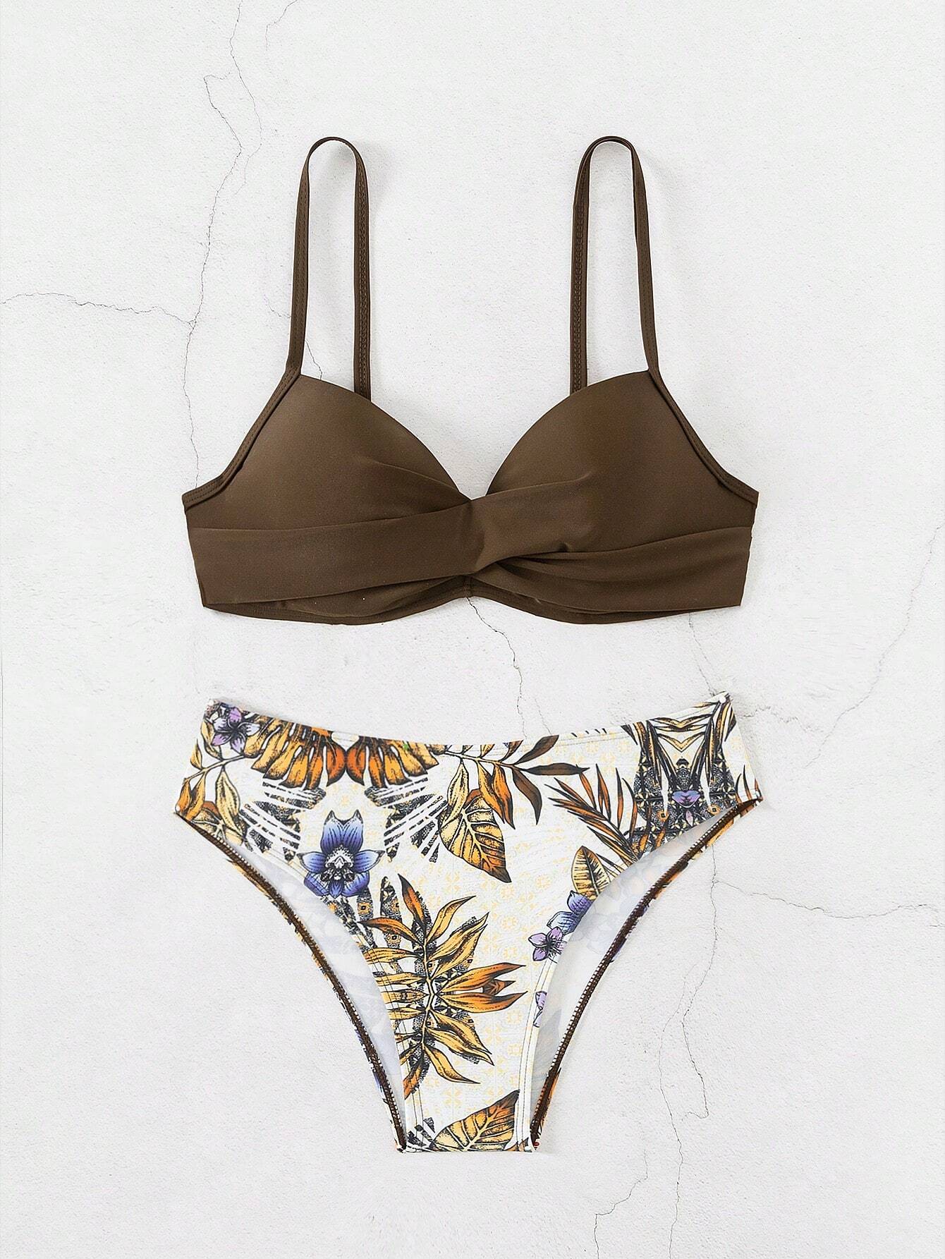 Swim Lushoire Women's Floral Print Cross Wrap Bikini Set, Beach Vacation Style - image 6