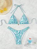 Swim Mod Women's Summer Beach Floral Print Halter Neck Tie Sexy
