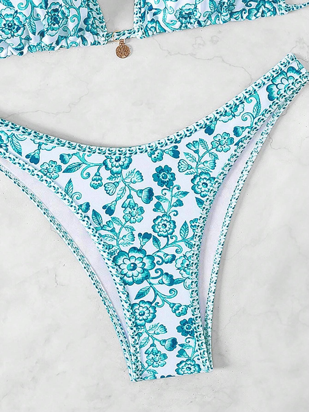 Swim Mod Women's Summer Beach Floral Print Halter Neck Tie Sexy