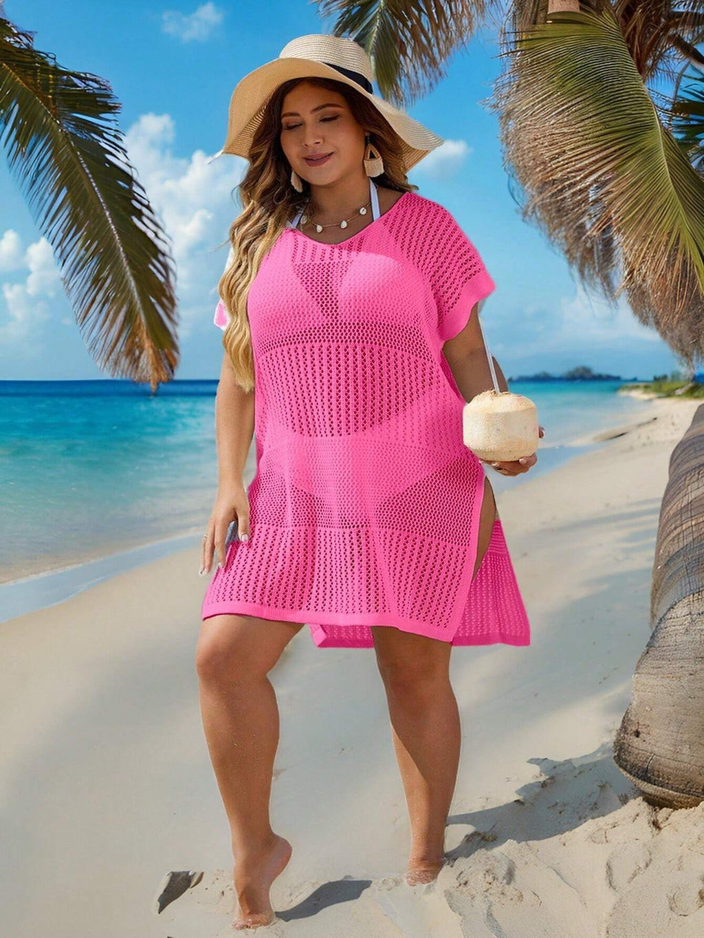 Swim Vcay Plus Size Women's Plain & Simple Everyday Cover Up,Summer Beach - image 14