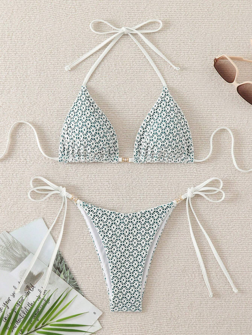 Swim Mod Springbreak Women's Sexy Halter Tie Front Bikini Set, Summer