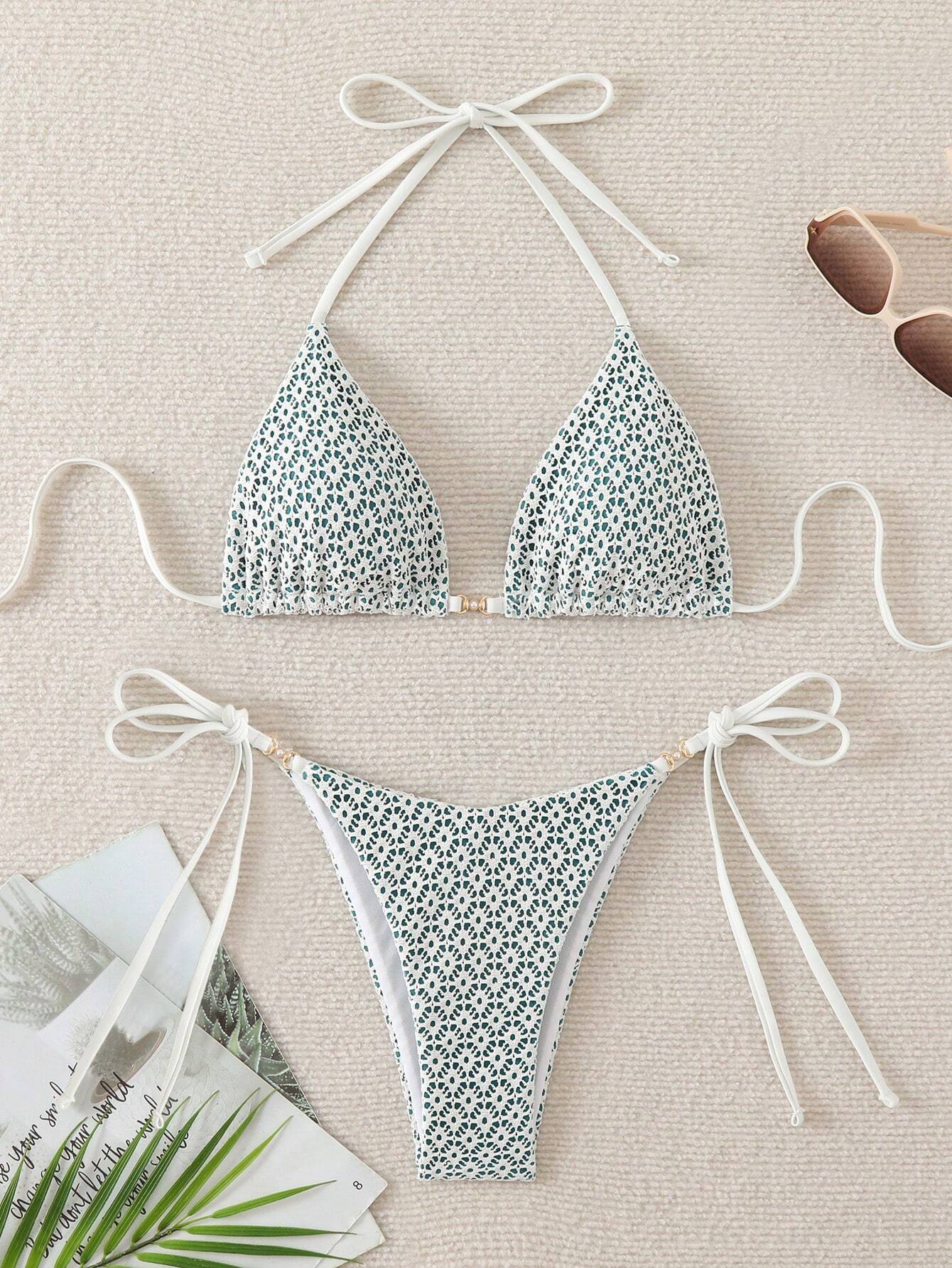Swim Mod Springbreak Women's Sexy Halter Tie Front Bikini Set, Summer