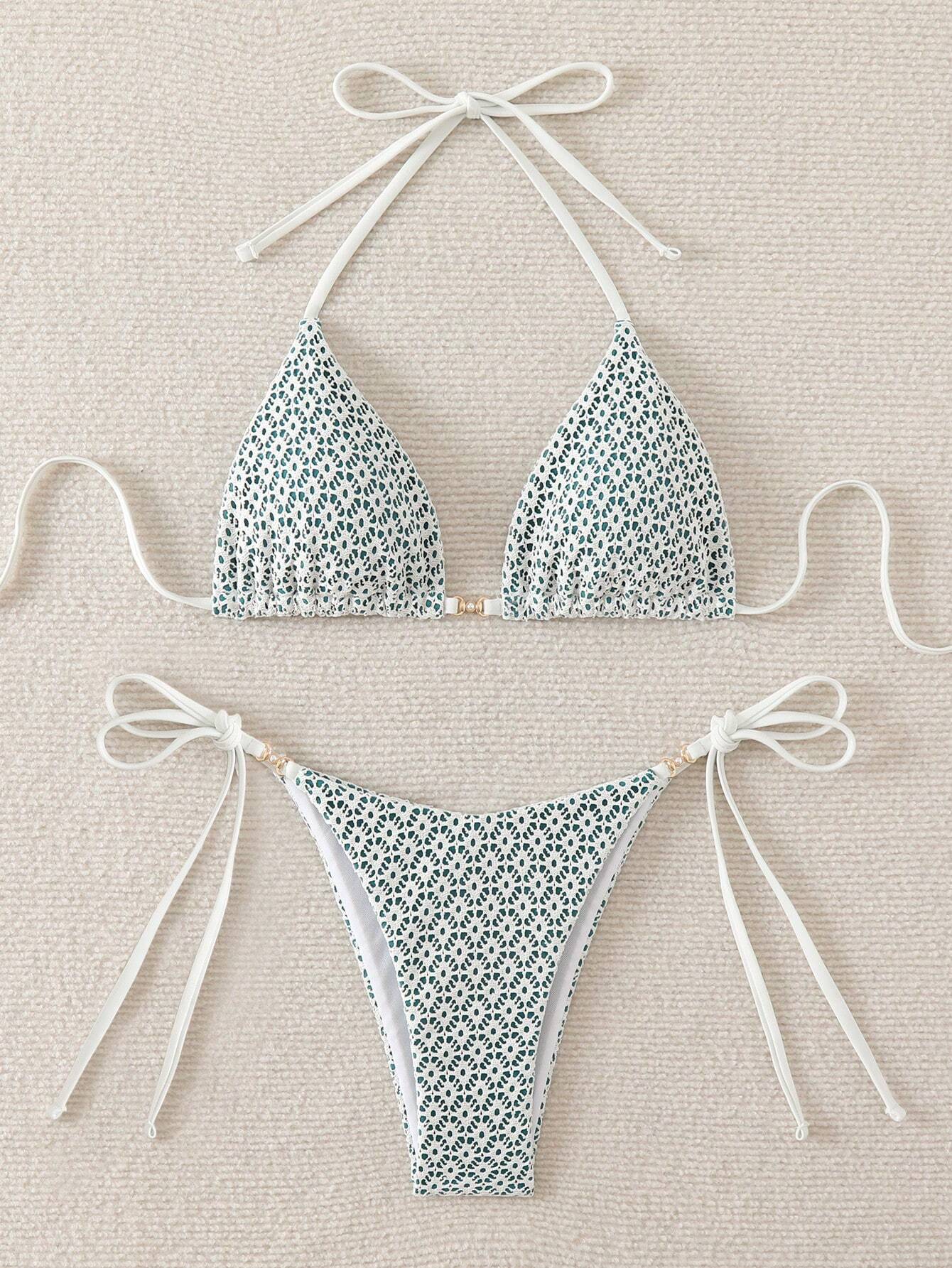 Swim Mod Springbreak Women's Sexy Halter Tie Front Bikini Set, Summer