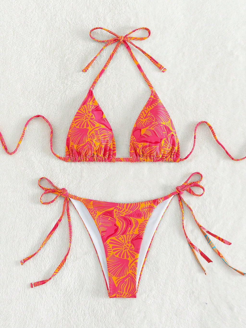Swim Mod Summer Beach Women's Tropical Plant Printed Halter Neck