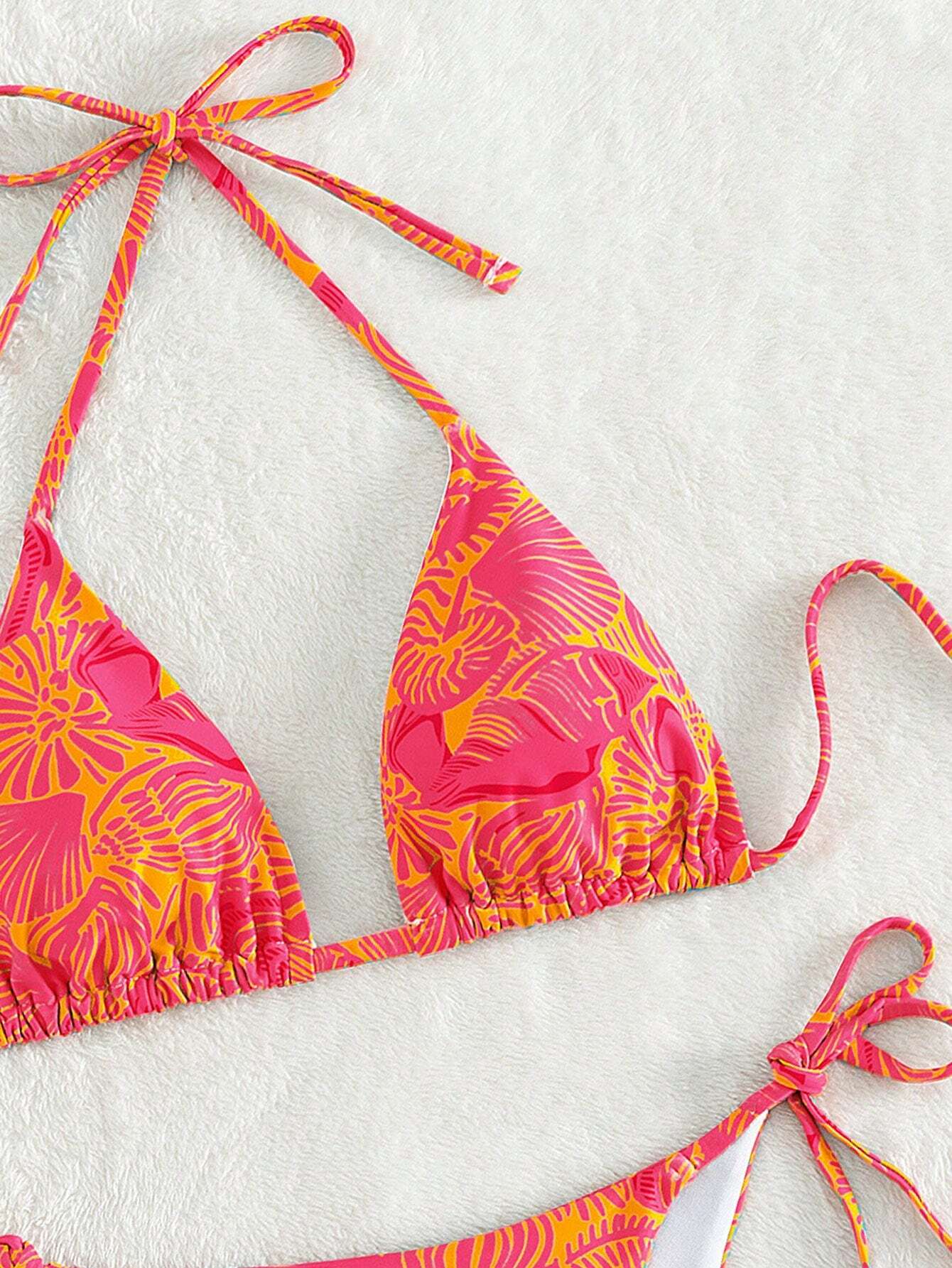 Swim Mod Summer Beach Women's Tropical Plant Printed Halter Neck