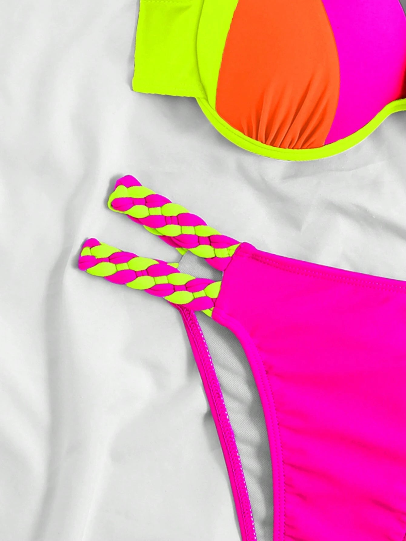 Swim Vcay Women's Summer Beach Color-Block Halter Strap Sexy Bikini