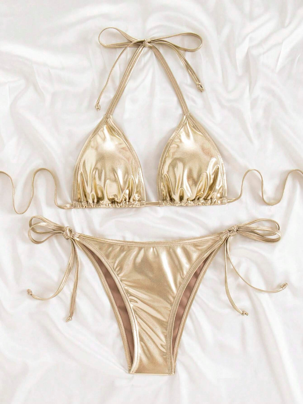 Swim Women's Beach Swimwear Set With Metallic Decor For Summer Beach Vacation