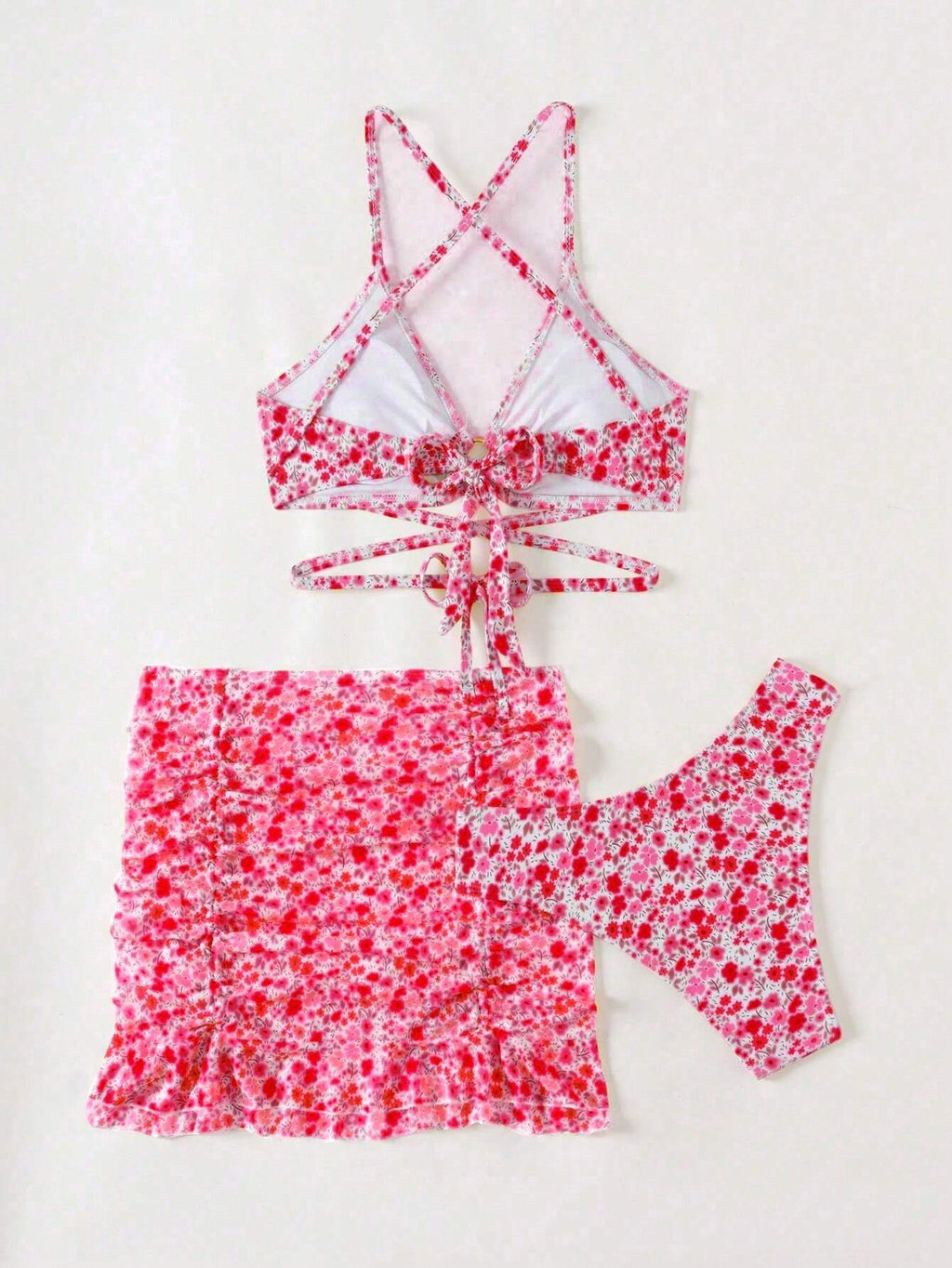 Swim Mod Women's Summer Beach Ditsy Floral Backless Cross Strap