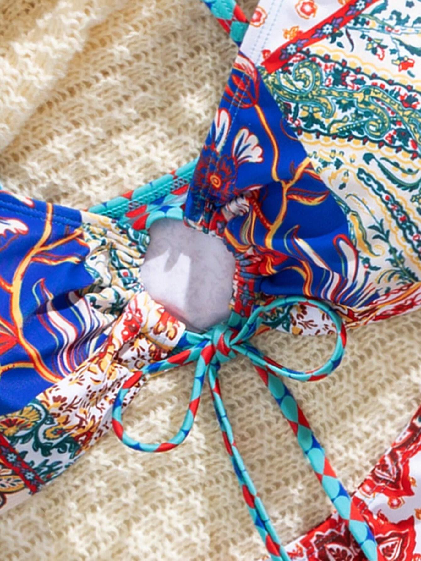 Swim Vcay Women's Summer Beach Floral Print Tie-Front Sexy Bikini Set, Random Pr