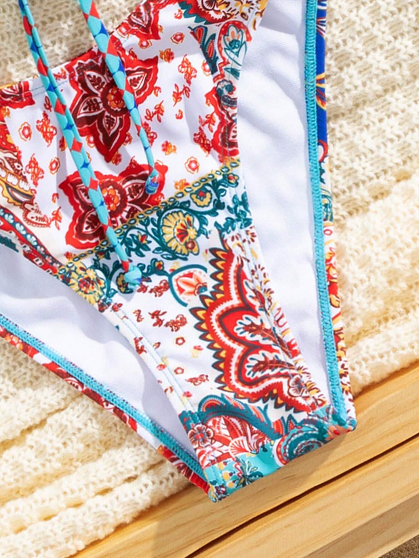 Swim Vcay Women's Summer Beach Floral Print Tie-Front Sexy Bikini Set, Random Pr