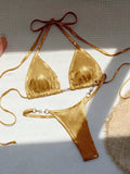 Swim Mod Summer Beach Ombre Halter Triangle Bikini Set Triangle