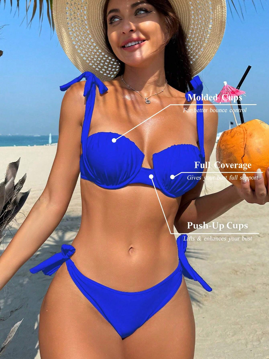 Swim Vcay Summer Beach Women's Solid Color Two Pieces Bikini Set - image 18