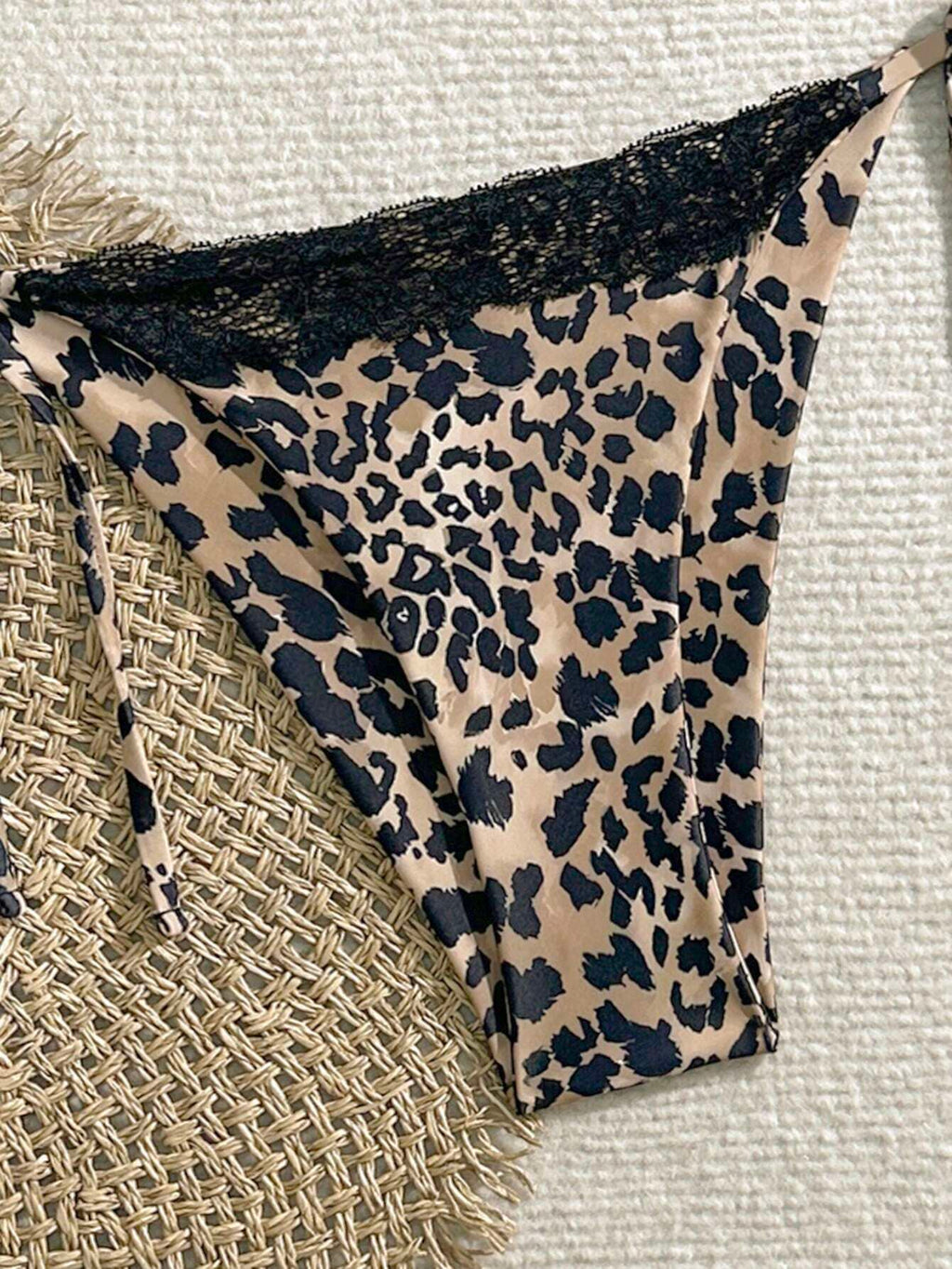Swim Mod 2pcs/Set Women Summer Beach Lace Polka Dot Print Halter Tie