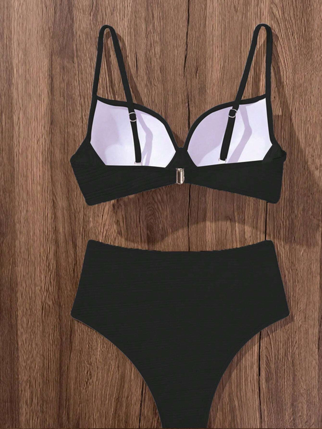 Swim Women Plain Criss-Cross Sexy Bikini Set With Underwire Support (Hard Cup Ve