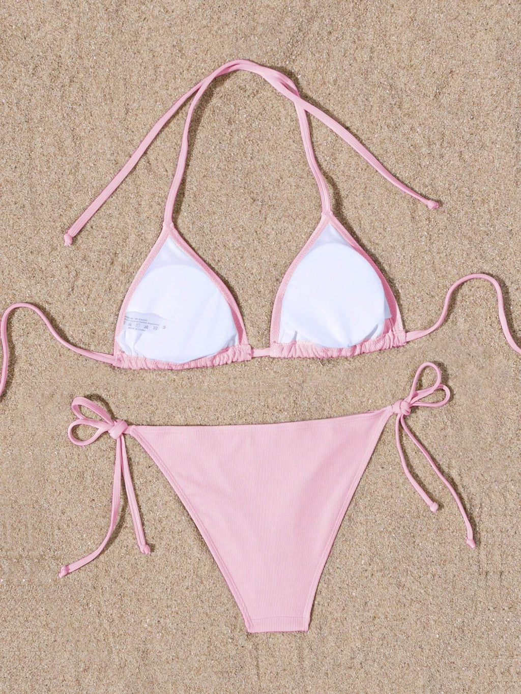 Swim Basics Summer Beach Women's Solid Color Halter Neck Tie Sexy