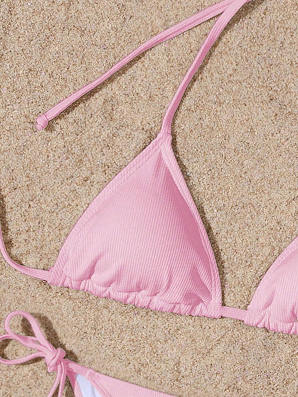 Swim Basics Summer Beach Women's Solid Color Halter Neck Tie Sexy