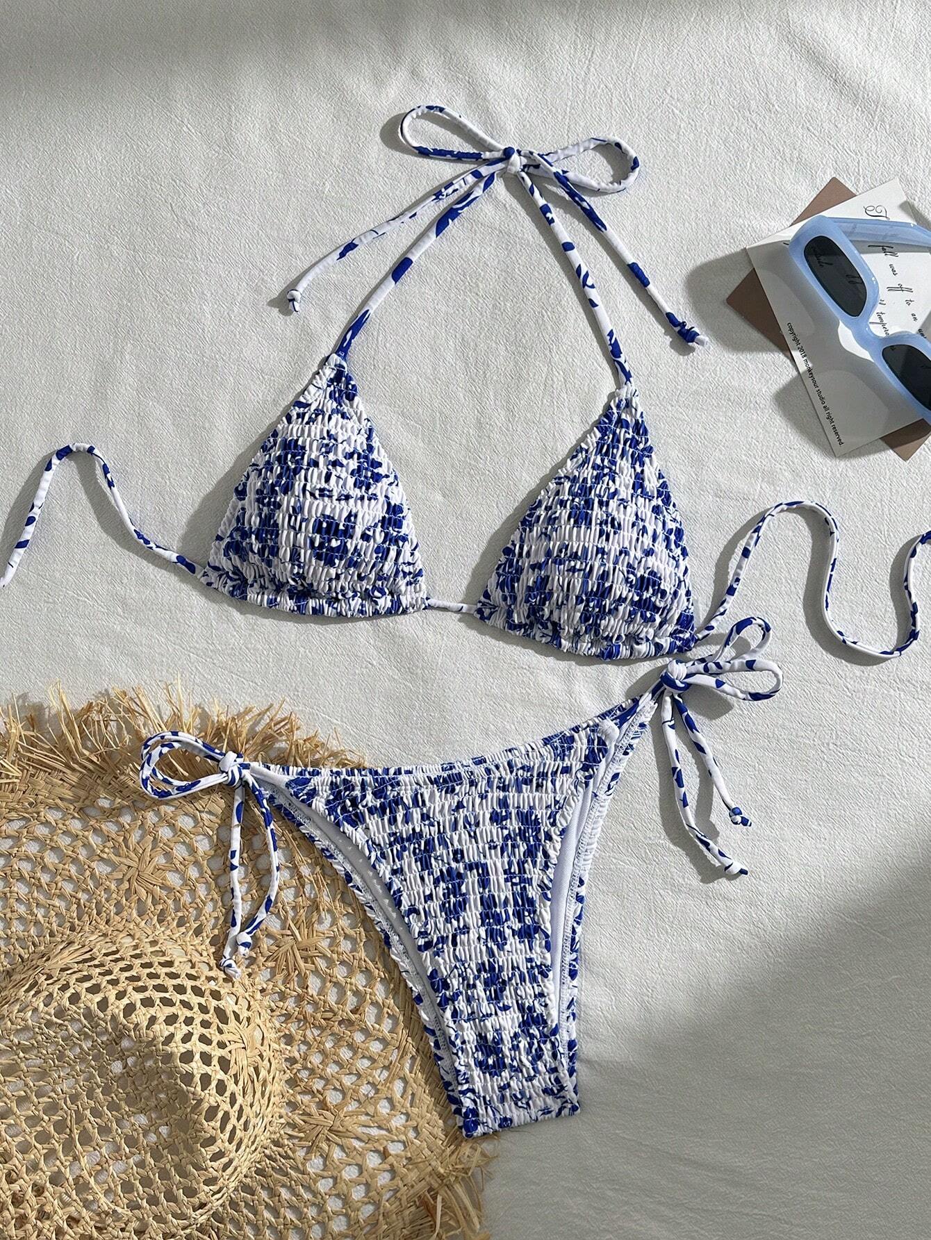 Swim Vcay 2pcs Women's Summer Beach Holiday Ruffled Leopard Print Halter Strap Bikini Swimwear Set - image 11