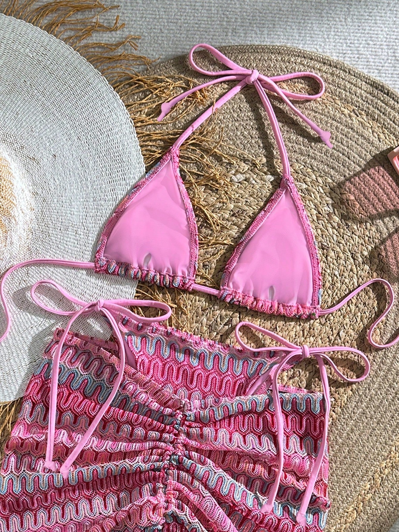 Bikinx Women's Wavy Pattern Backless Sexy Bikini Set With Cover-Up