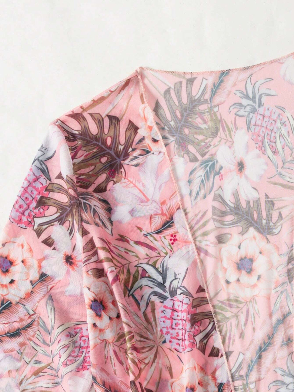 Swim Women Solid Color Camisole Swimwear With Floral Printed Shorts & Cover Up S