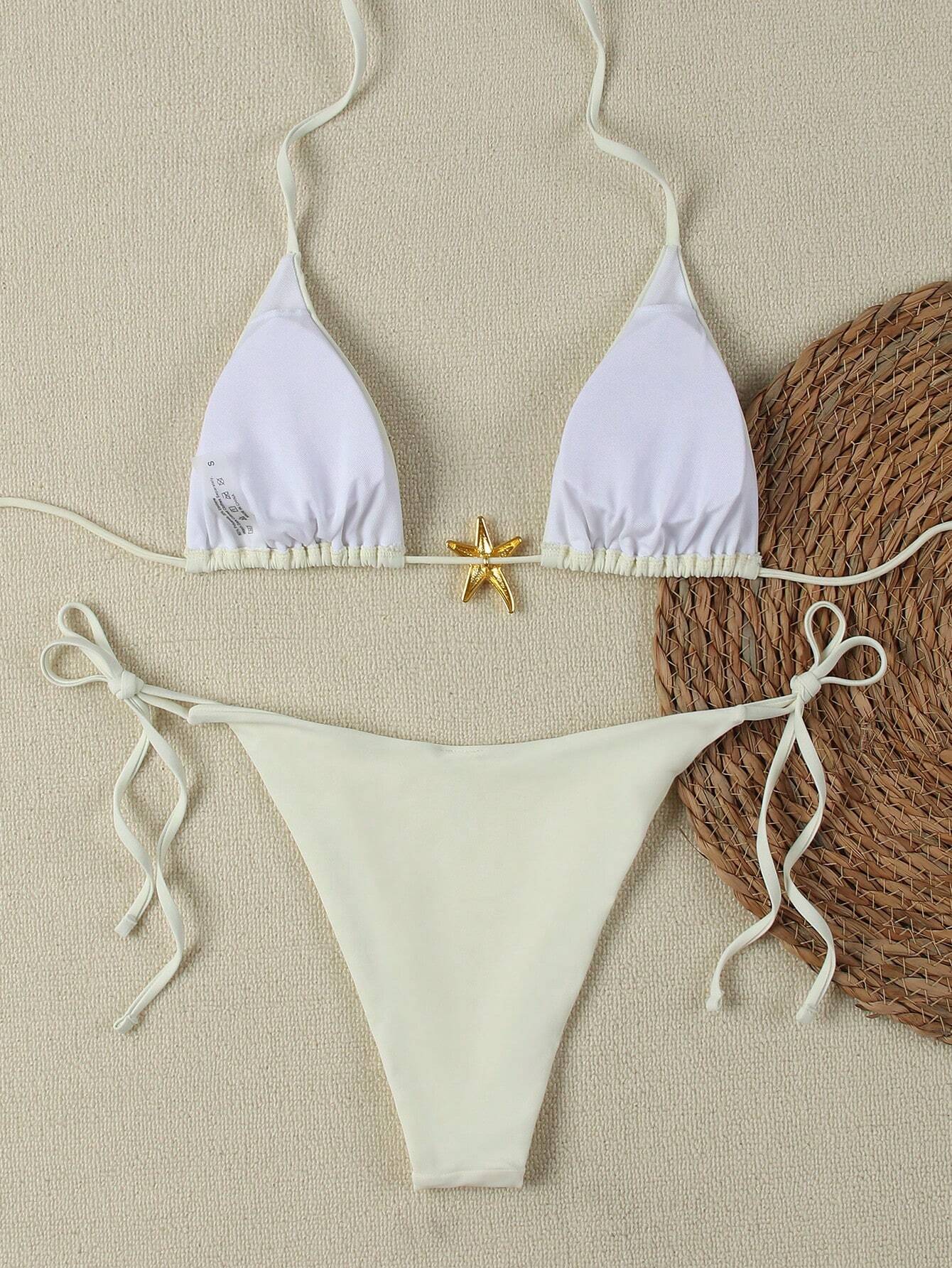 Sexy Starfish Print Bikini Swimsuit For Women, American Style Summer