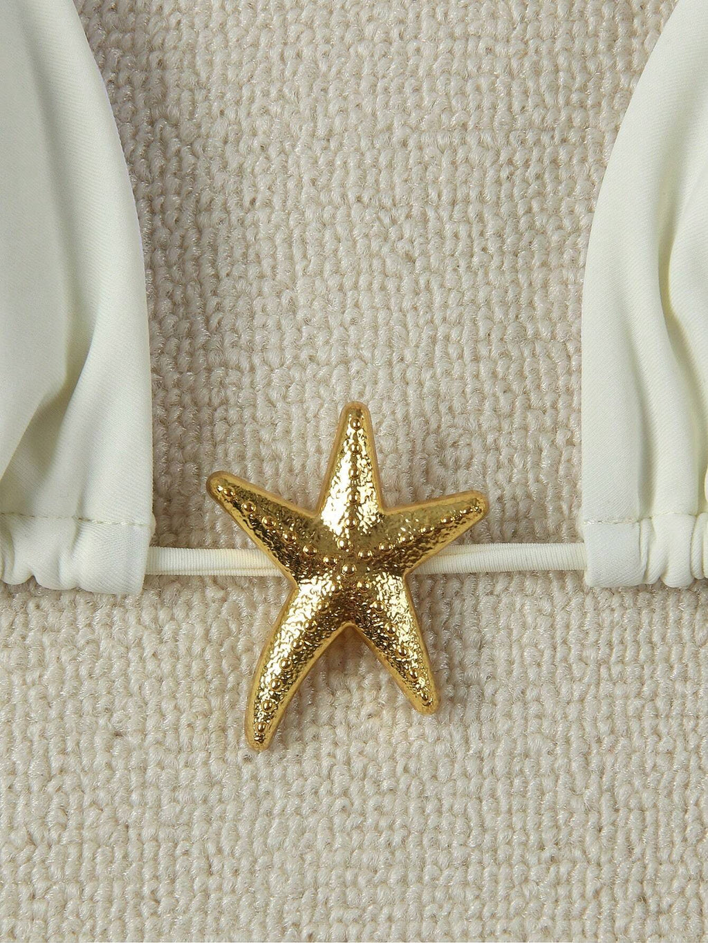 Summer Sexy Metal Starfish Decor Solid Color Women's Bikini Two