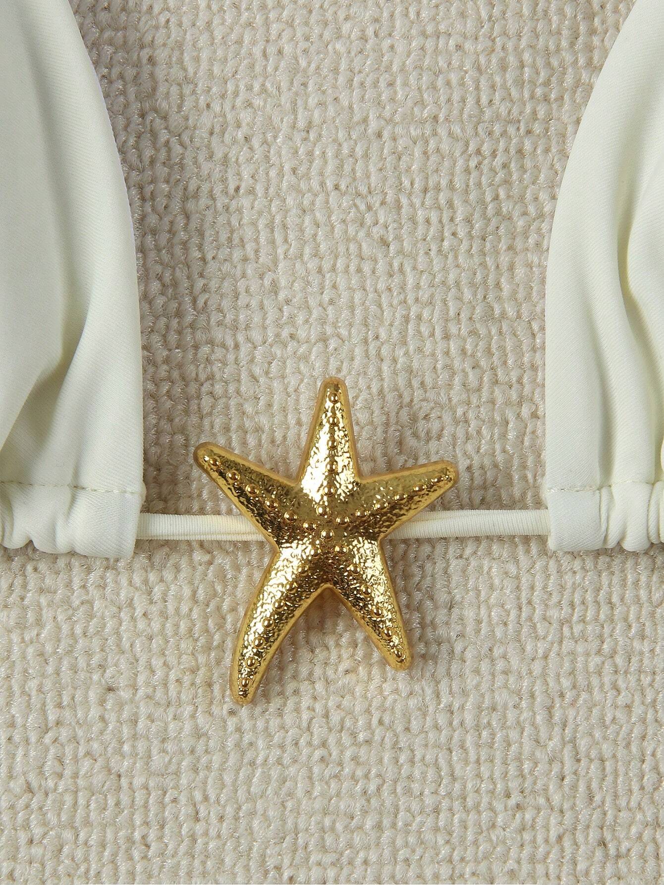 Sexy Starfish Print Bikini Swimsuit For Women, American Style Summer