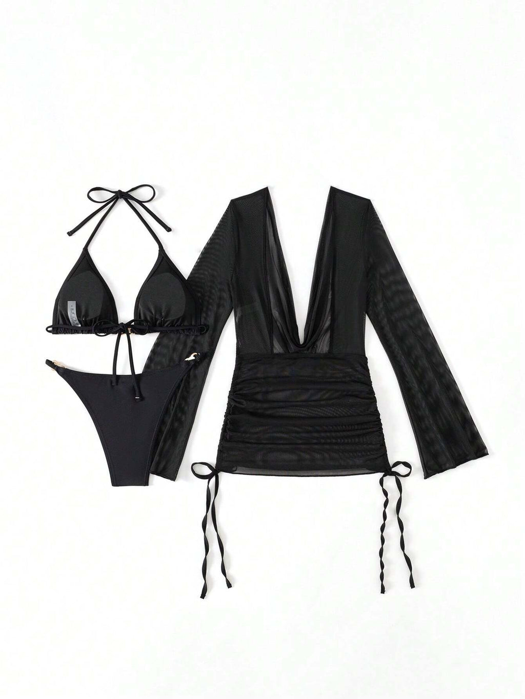 Bonvoyette Solid Color Bikini Swimwear