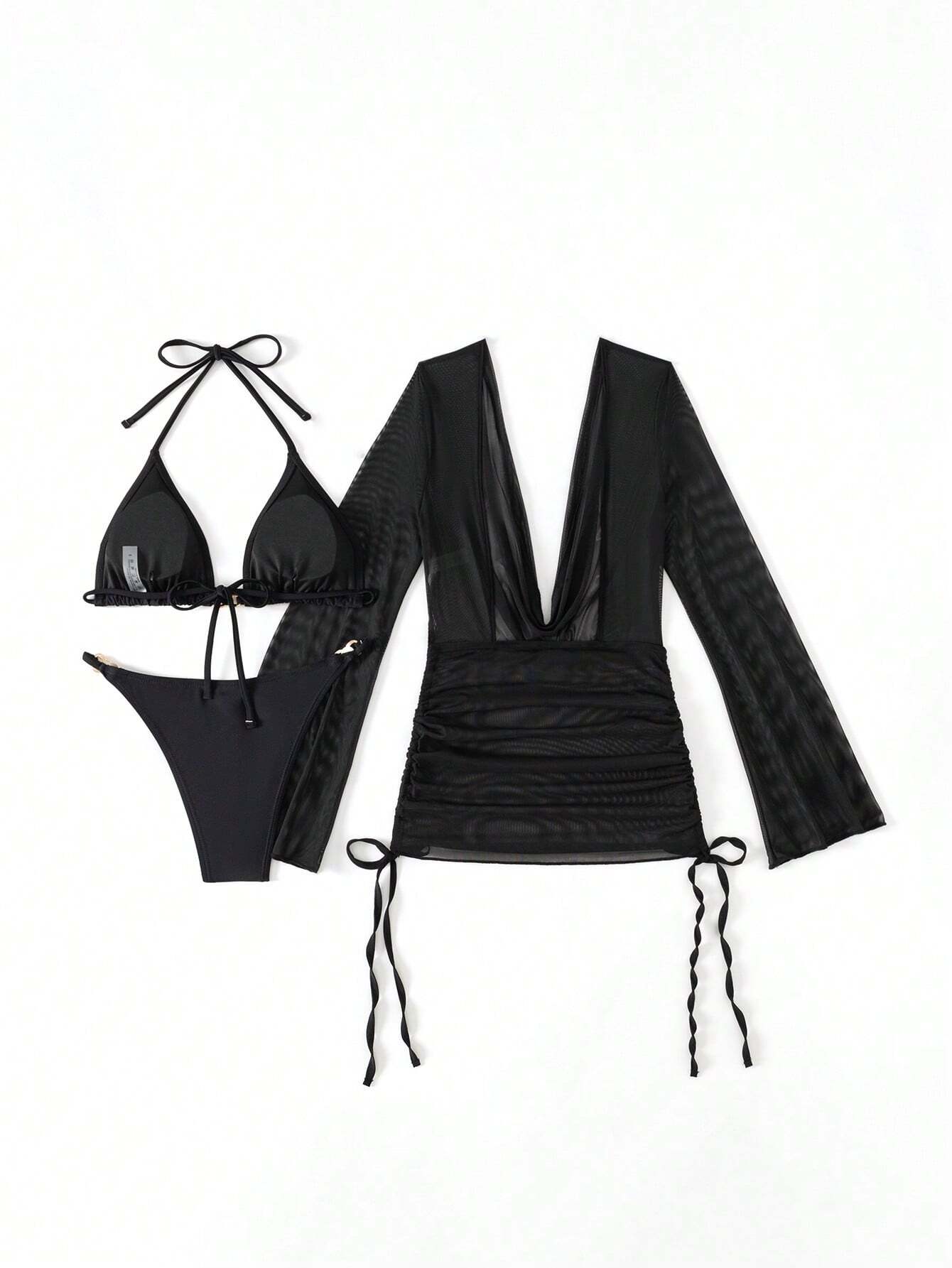 Bonvoyette Solid Color Bikini Swimwear