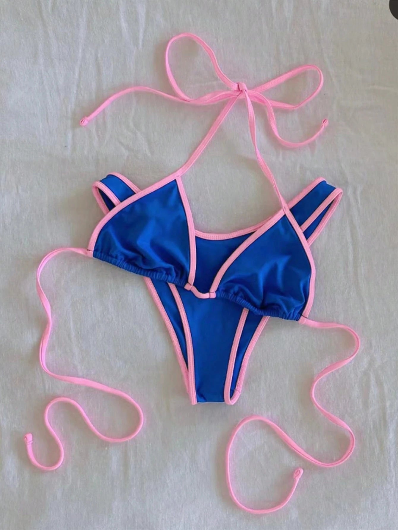 PEPPERMOLLY New Solid Color Soft Padded Halter Tie Sexy Bikini,