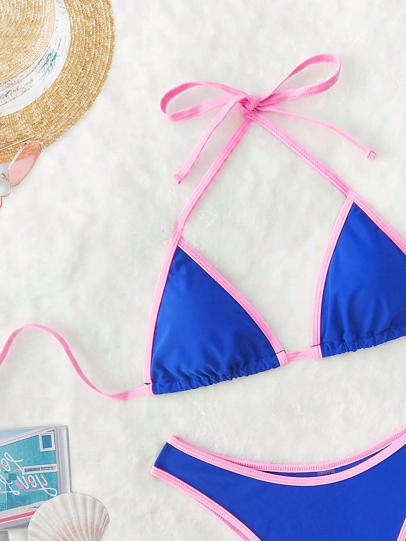 PEPPERMOLLY New Solid Color Soft Padded Halter Tie Sexy Bikini,