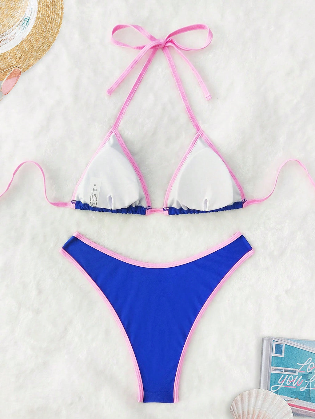 PEPPERMOLLY New Solid Color Soft Padded Halter Tie Sexy Bikini,