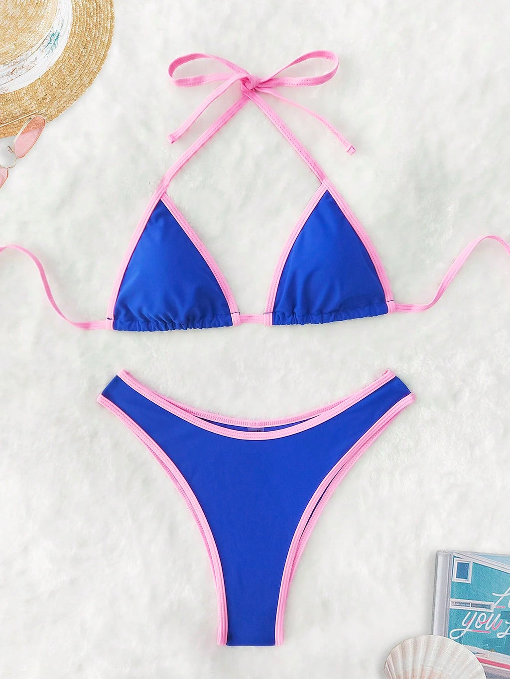 PEPPERMOLLY New Solid Color Soft Padded Halter Tie Sexy Bikini,