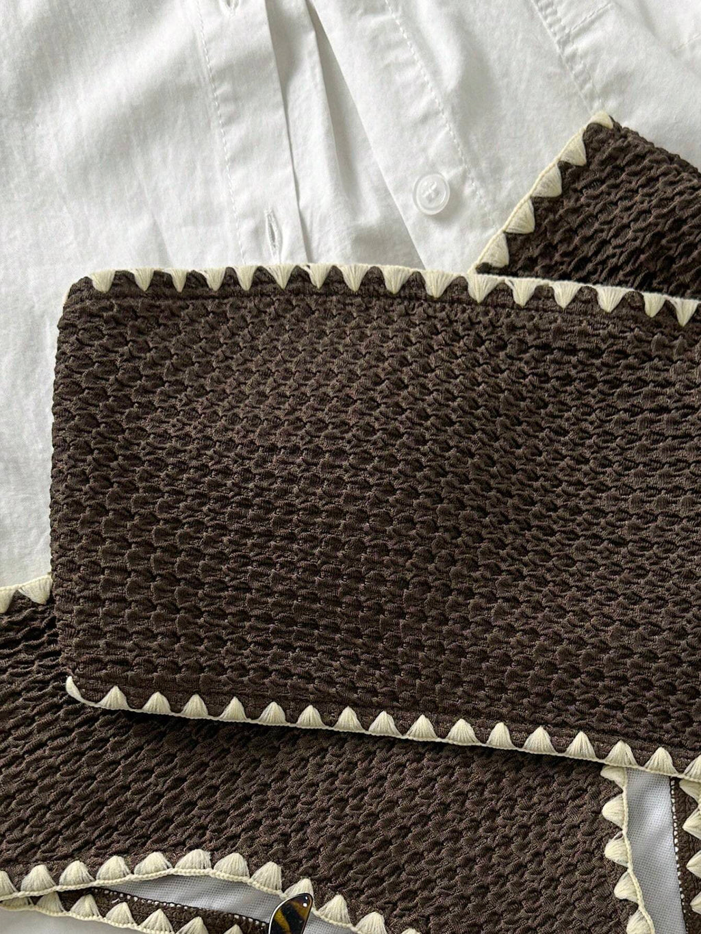 Swim Mod New Textured Fabric Women Summer Holiday Bandeau Teeth Edge Crafted Bik