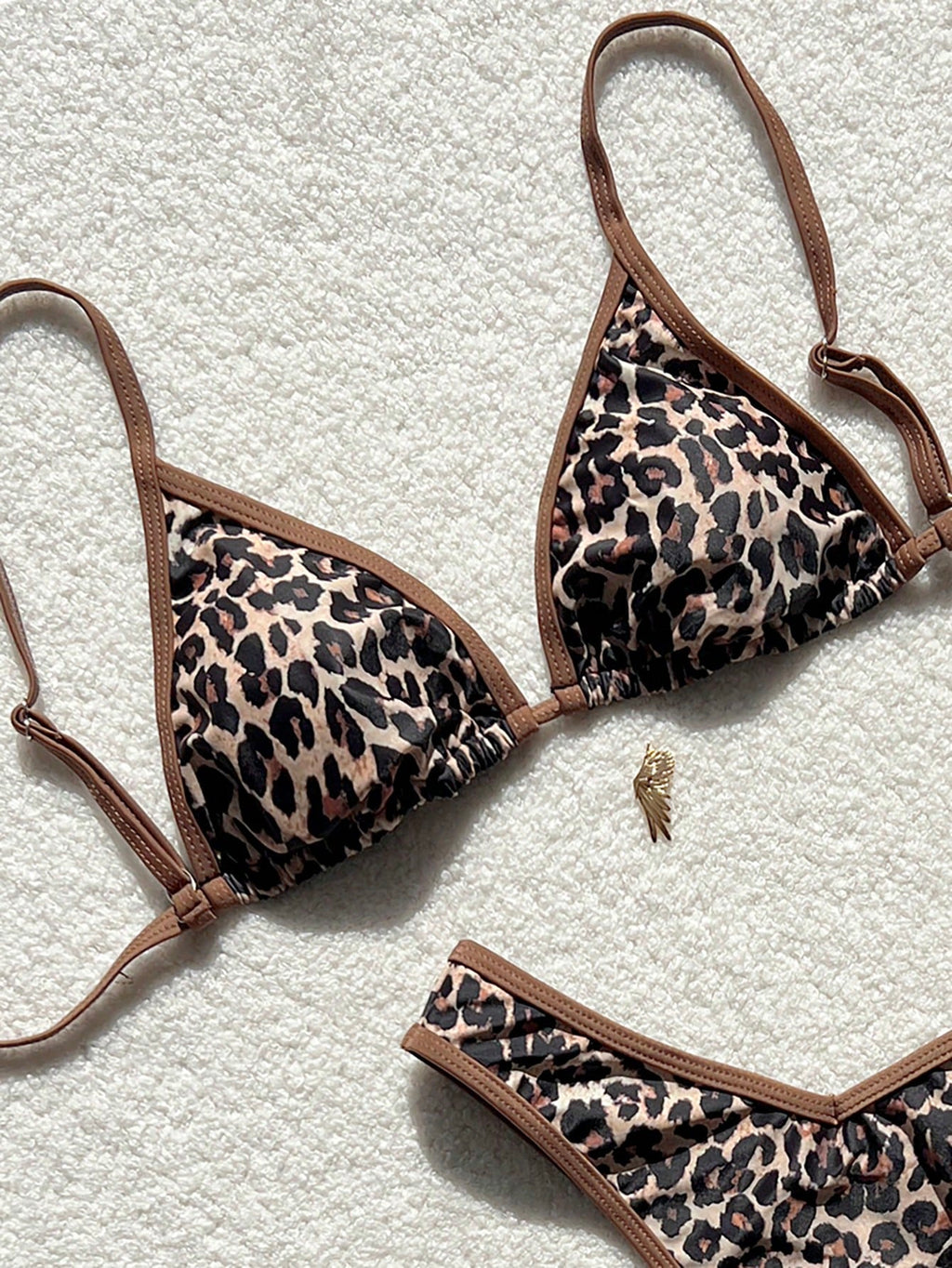 Swim Vcay 2 Pieces Swimwear: Random Print Halter Top With Spaghetti Straps And S
