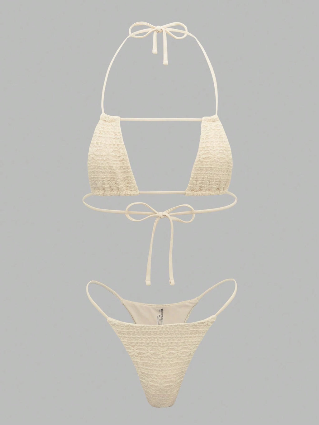Swim EVENT 4pcs/Set Solid Color Lace Sheer Micro-Triangle Bikini Swimwear Summer - image 4