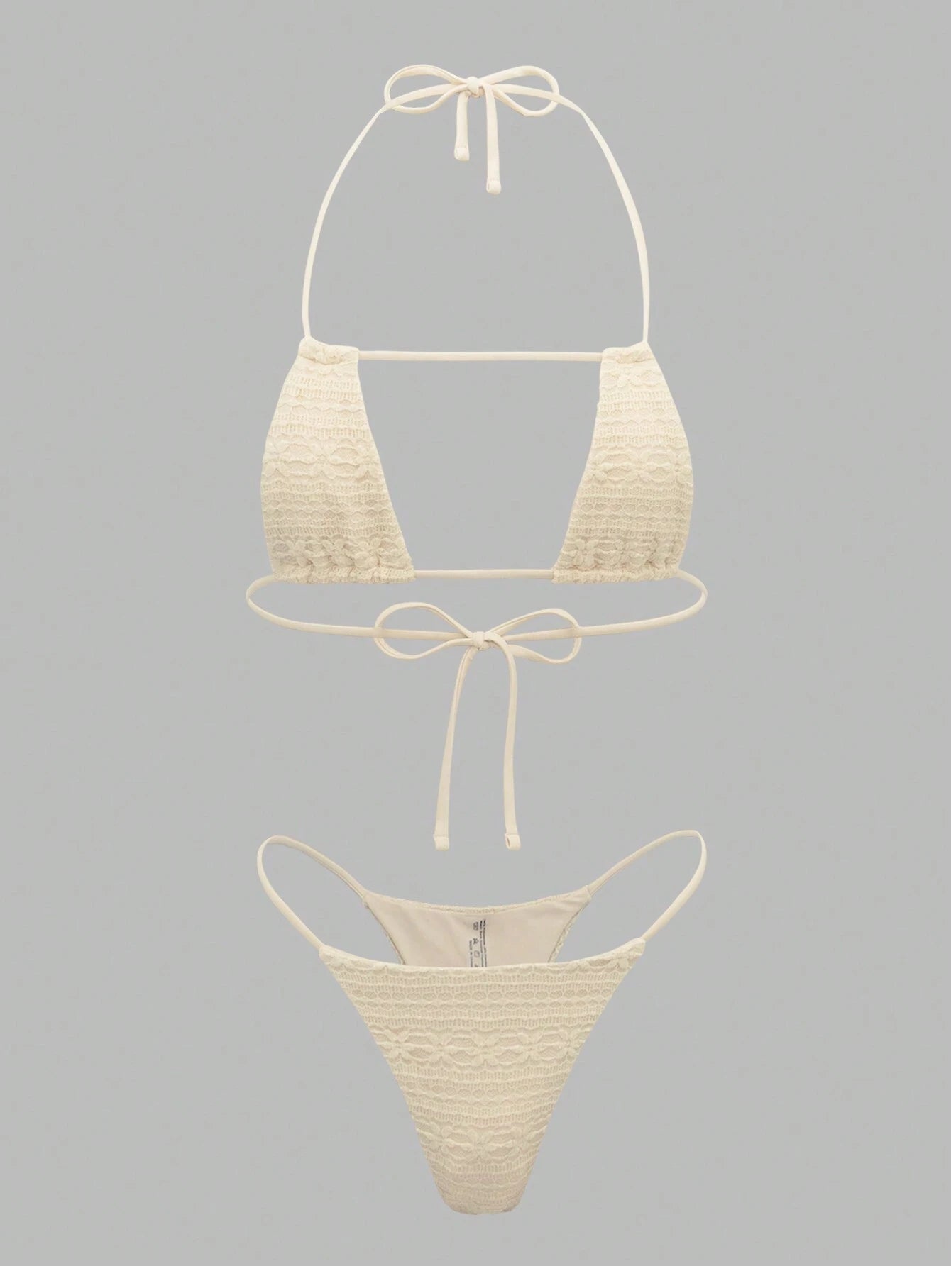 Swim EVENT 4pcs/Set Solid Color Lace Sheer Micro-Triangle Bikini Swimwear Summer - image 4