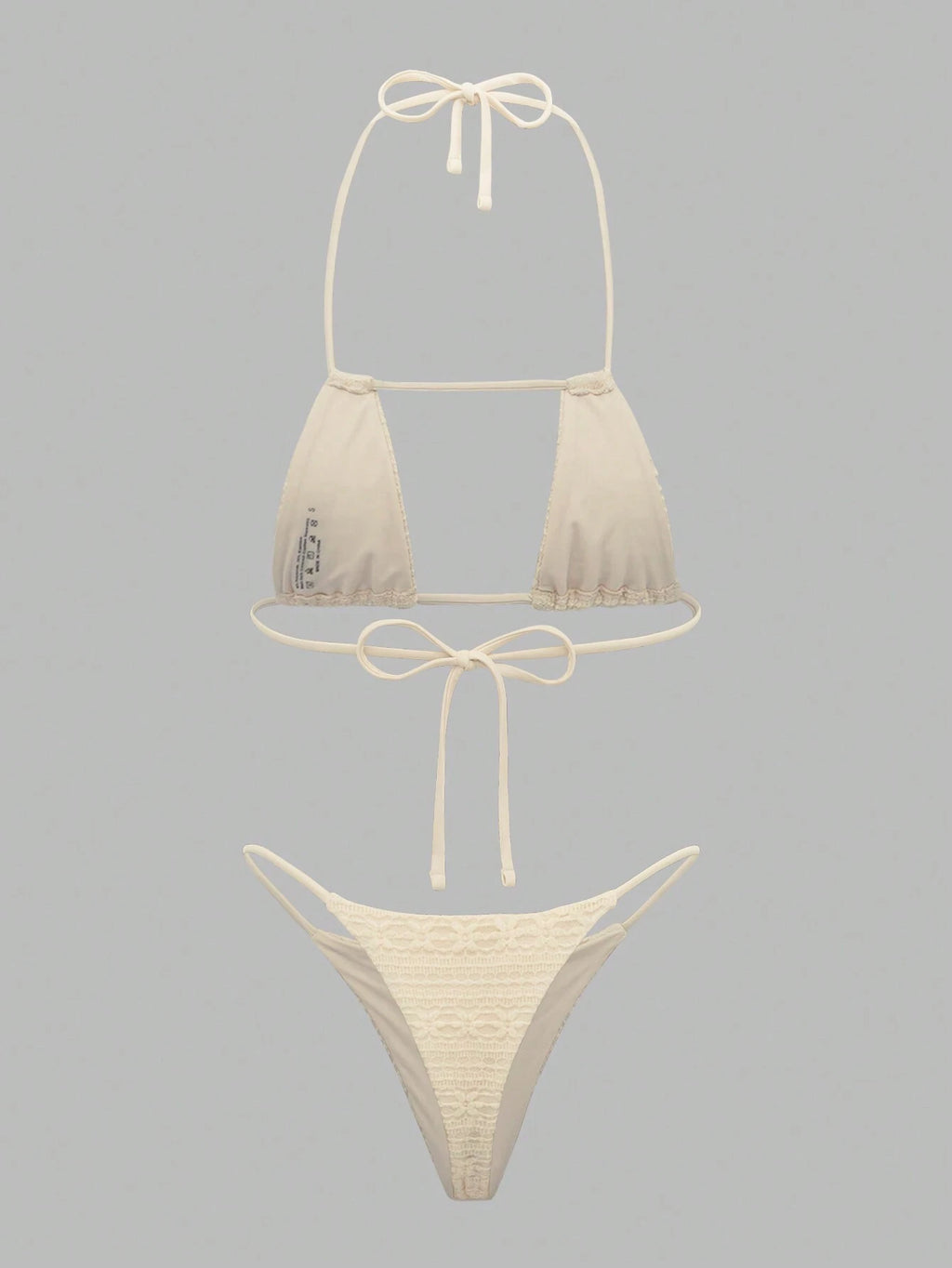 Swim EVENT 4pcs/Set Solid Color Lace Sheer Micro-Triangle Bikini Swimwear Summer - image 7