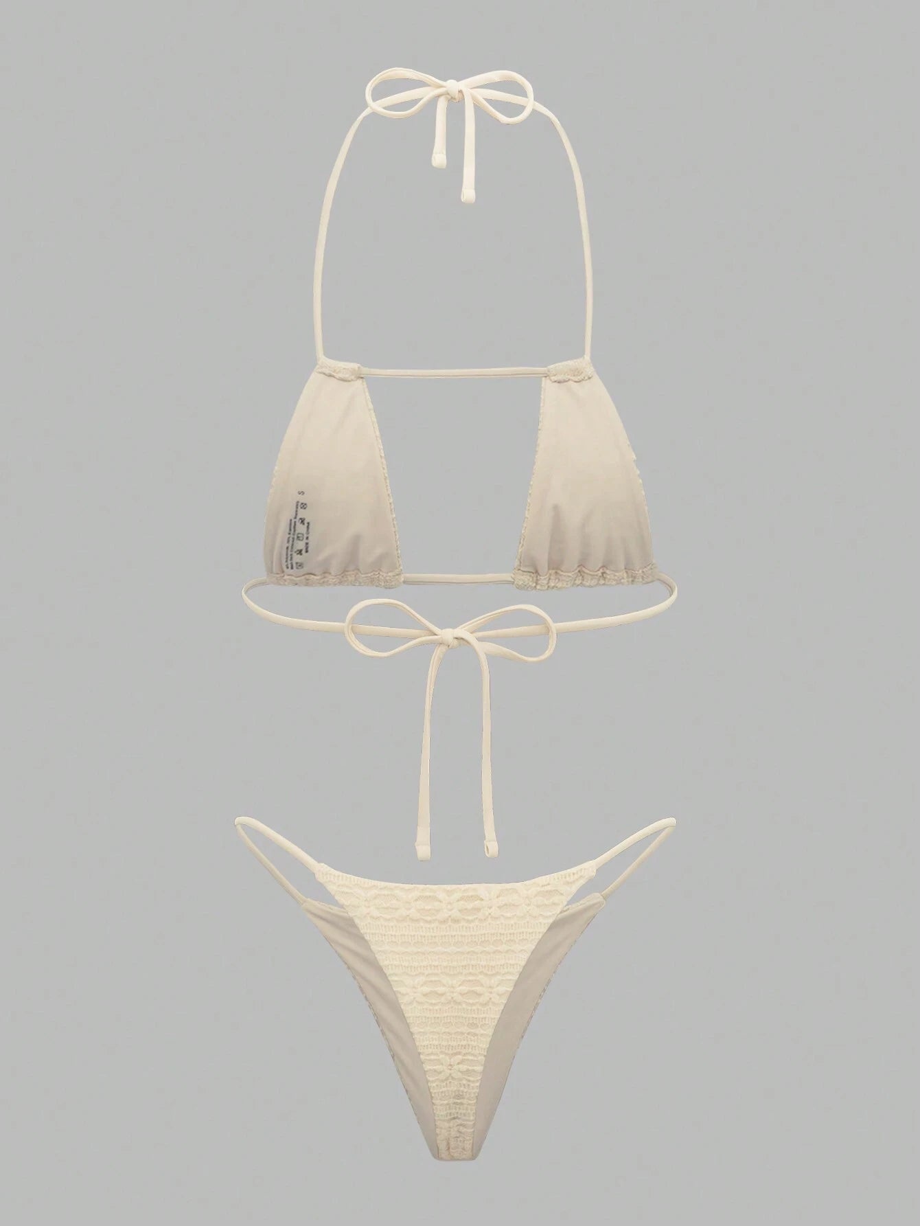 Swim EVENT 4pcs/Set Solid Color Lace Sheer Micro-Triangle Bikini Swimwear Summer - image 7